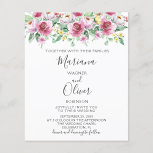 Budget Pink Yellow Floral Wedding Invitations Flyer