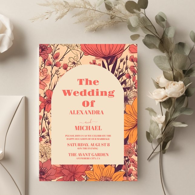 Budget  Pink Yellow Orange Wildflowers Wedding Flyer (Creator Uploaded)