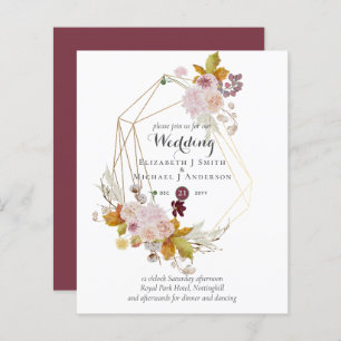 Budget plum Blush Pink Floral Wedding Invites