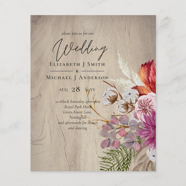 BUDGET Plum Cinnamon Wedding Fall Florals (Front)