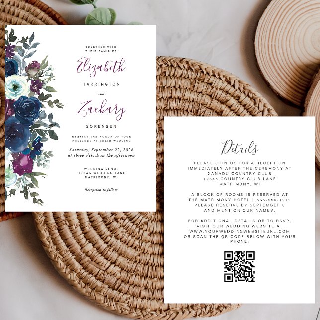 Budget Plum Floral QR Code Wedding (Creator Uploaded)