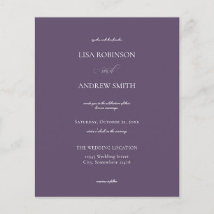 Budget Plum Purple Calligraphy Wedding Flyer