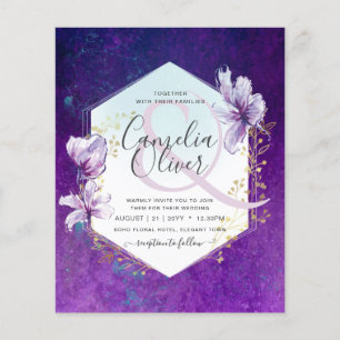 Budget Plum Purple Floral Wedding Invite Flyer