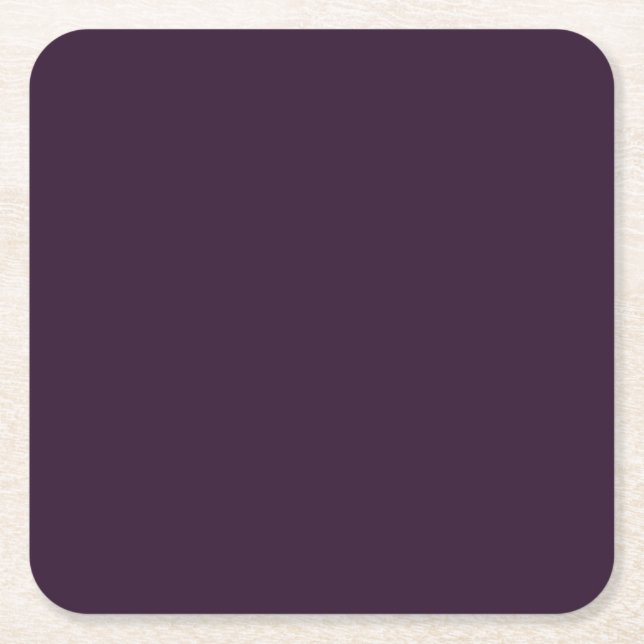 BUDGET PLUM PURPLE Monochrome Template Square Paper Coaster (Front)
