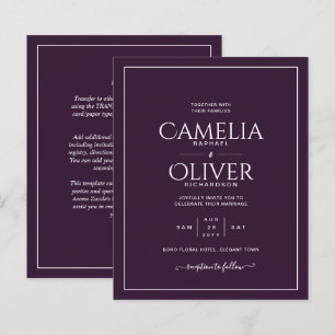 Budget Plum Purple White Monochrome Wedding