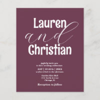 Budget Plum Scripture Wedding Invitation
