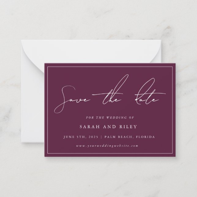 BUDGET Plum Wedding Save The Date Invitation (Front)