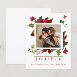 BUDGET Poinsettia Joyeux Noël Christmas Card