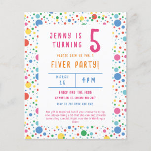 Budget Pokadot Fiver Party Birthday Invitation Flyer