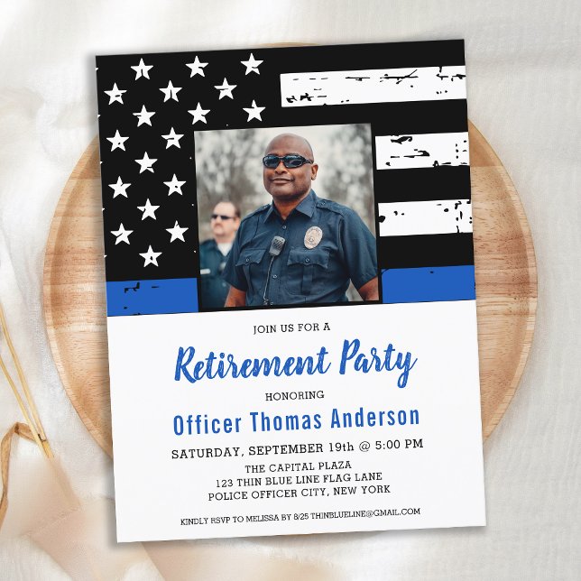 Budget Police Officer Photo Retirement Invitation  (Creator Uploaded)