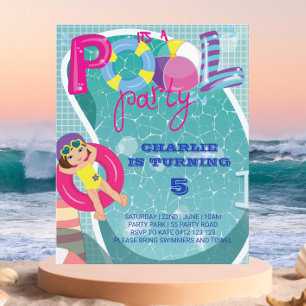 BUDGET Pool Party Kids Birthday Invitation