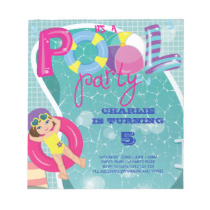 BUDGET Pool Party Kids Birthday Invitation Notepad