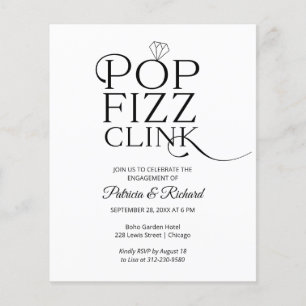 Budget Pop Fizz Clink Engagement Party Invitation