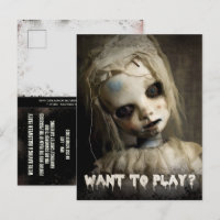 Budget Possessed Doll Adult Halloween Invitation