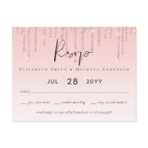 Budget Pretty Girly Wedding RSVP Glitter Pink