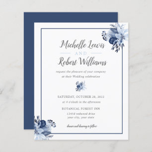 BUDGET Pretty Grey Navy Blue Floral wedding