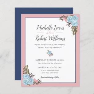 BUDGET Pretty Navy Blue Pink Floral wedding