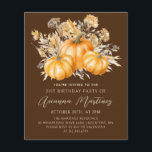 BUDGET PRICED 21st Birthday Rustic Boho Pumpkin<br><div class="desc">Elegant watercolor orange pumpkins are nestled in a variety of fall foliages and flowers. A dark,  rich brown background frames it to perfection. Perfect for an autumn celebration. All text is editable.</div>