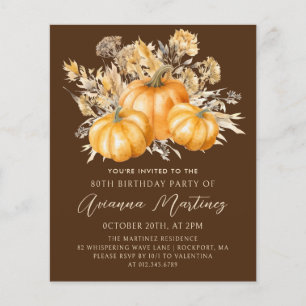 BUDGET PRICED 80th Birthday Rustic Boho Pumpkin