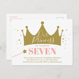 Budget Princess Pink Kid Birthday Party Invitation Postcard