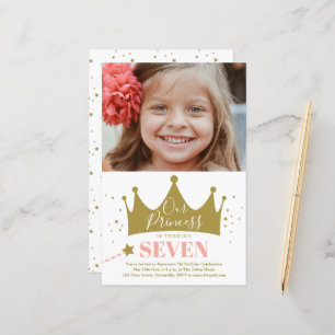 Budget Princess Pink Modern Birthday Invitation