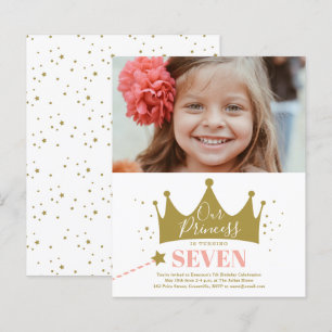Budget Princess Pink Modern Birthday Invitation