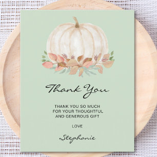 Budget Pumpkin Baby Shower Green Thank You Card