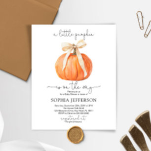 Budget Pumpkin Bow Baby Shower Invitation
