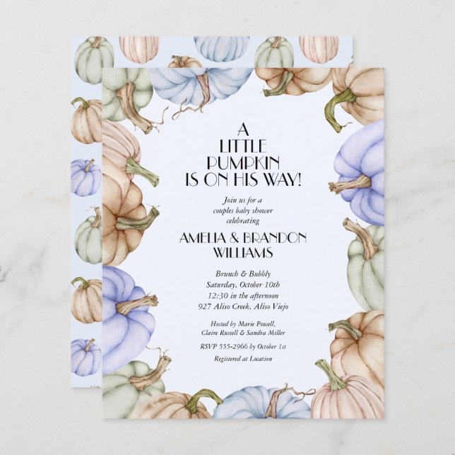 Budget Pumpkin Boy Baby Shower Invitations (Front/Back)