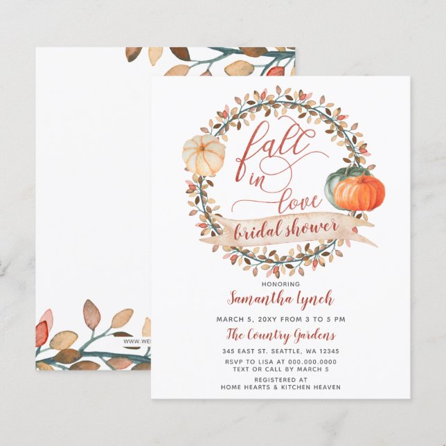 Budget Pumpkin Bridal Shower Invitation (Front/Back)