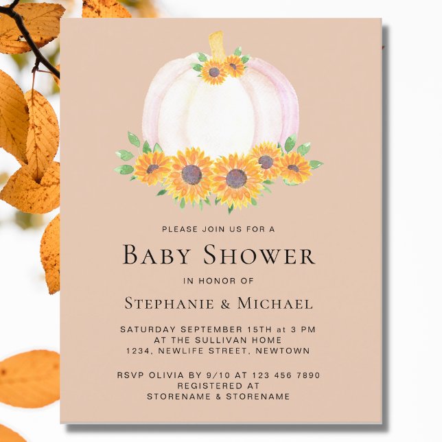 Budget Pumpkin Couples Baby Shower Invite (Creator Uploaded)