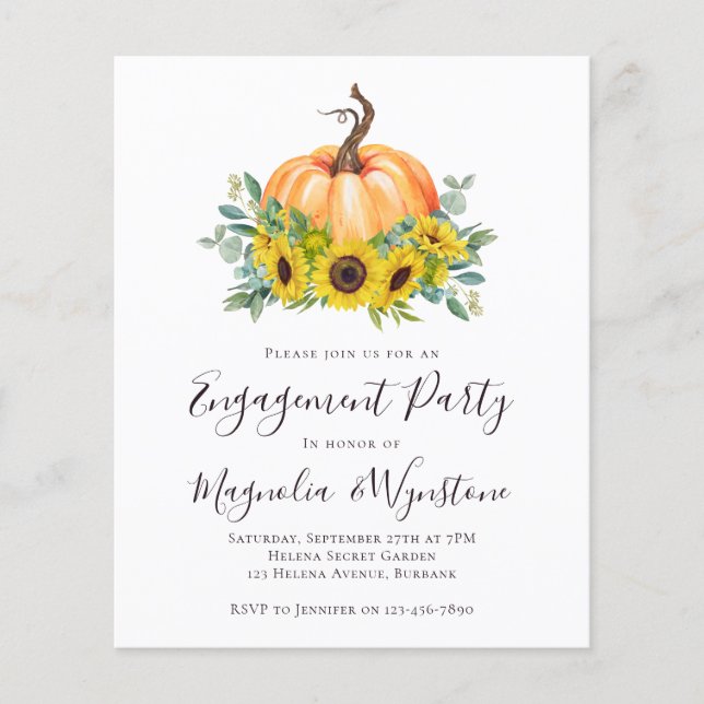 Budget Pumpkin Fall Engagement Party Invitation (Front)