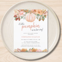 Budget Pumpkin Fall Floral Baby Shower Invitation