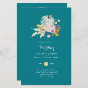 BUDGET Pumpkin Fall Floral Wedding Invite A9