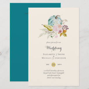 BUDGET Pumpkin Fall Floral Wedding Invite A9