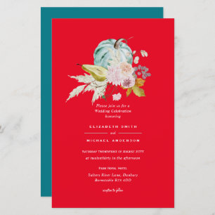 BUDGET Pumpkin Fall Floral Wedding Invite A9