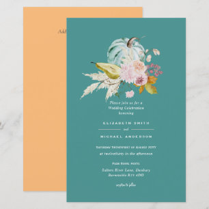 BUDGET Pumpkin Fall Floral Wedding Invite A9