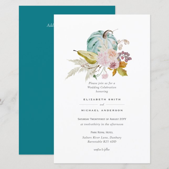 BUDGET Pumpkin FALL Thanksgiving Wedding Invite A9 (Front/Back)