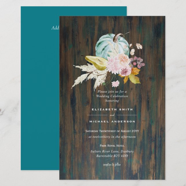 BUDGET Pumpkin FALL Thanksgiving Wedding Invite A9 (Front/Back)