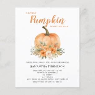 Budget Pumpkin Floral Baby Shower Invitation Flyer