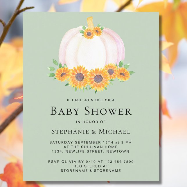 Budget Pumpkin Green Baby Shower Invitation (Creator Uploaded)