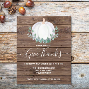 Budget Pumpkin Leaves Wood Thanksgiving Invitation