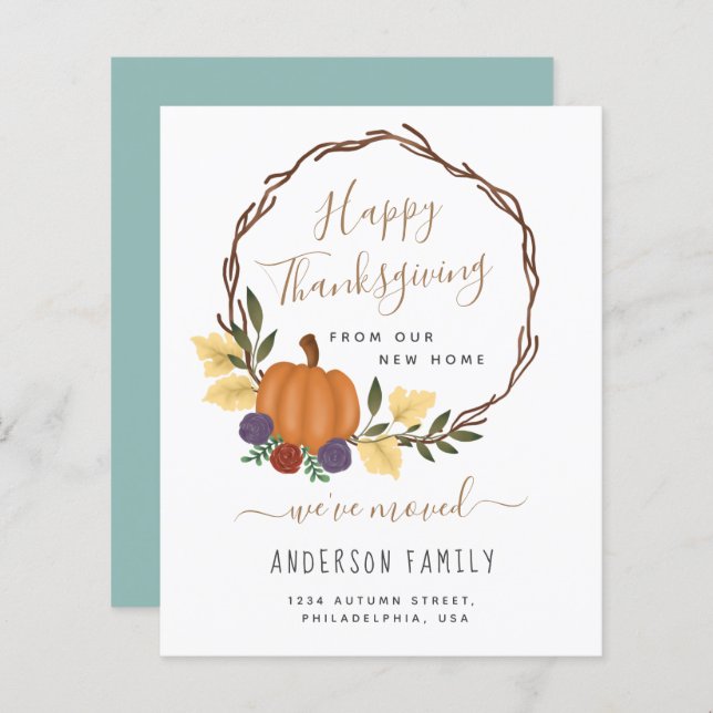 Budget Pumpkin Wreath New Home Announcement (Front/Back)