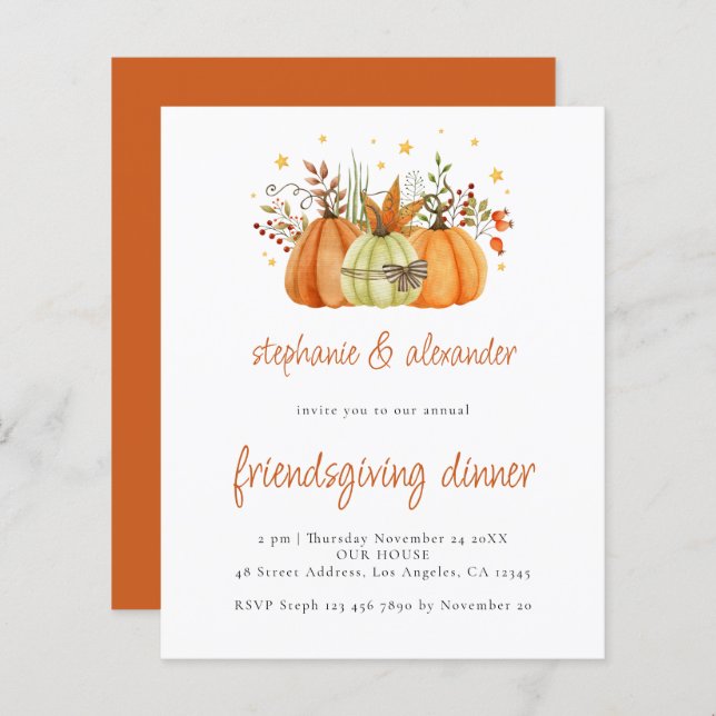 BUDGET Pumpkins Friendsgiving Dinner Thanksgiving (Front/Back)