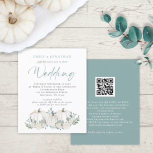Budget Pumpkins Teal Foliage QR Wedding Invite