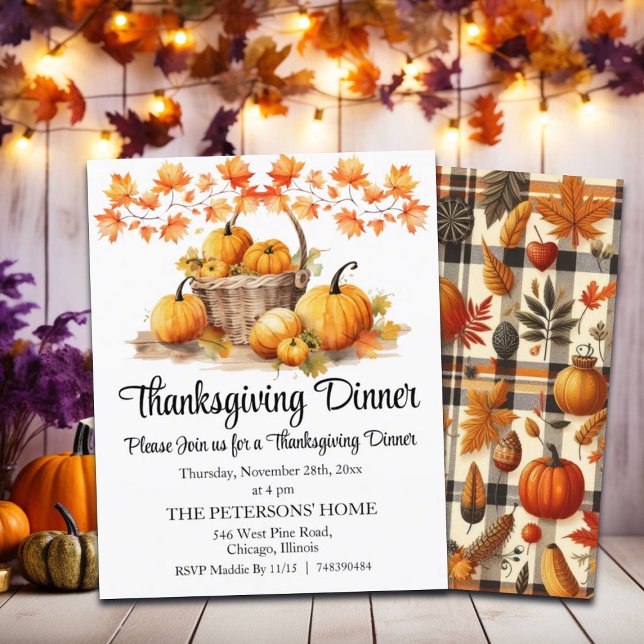 Budget Pumpkins Thanksgiving Dinner Invitation (Creator Uploaded)