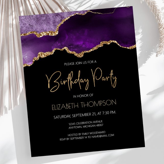 Budget Purple Agate Any Year Birthday Invitation (Creator Uploaded)