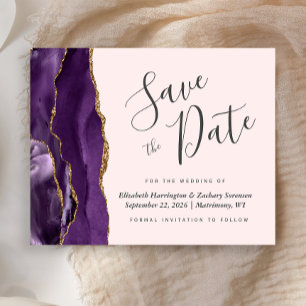 Budget Purple Agate Blush Wedding Save the Date