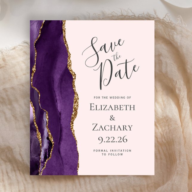 Budget Purple Agate Blush Wedding Save the Date (Creator Uploaded)