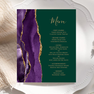 Budget Purple Agate Emerald Green Wedding Menu